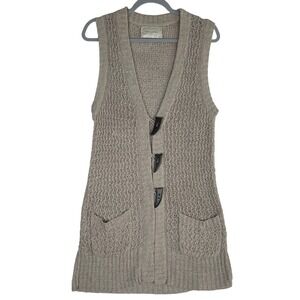 Brochu‎ Walker Crochet Knit Sleeveless Duster Vest with Toggle Closures M/L